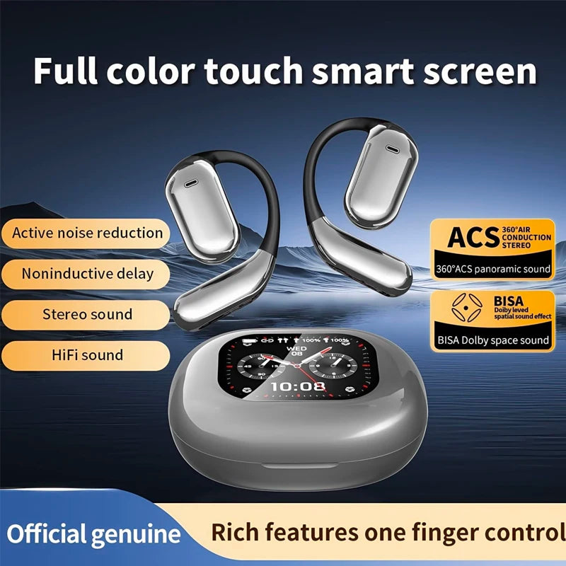UYUXIO OWS AI Translation Earbuds – 144 Languages, LCD Touch Screen