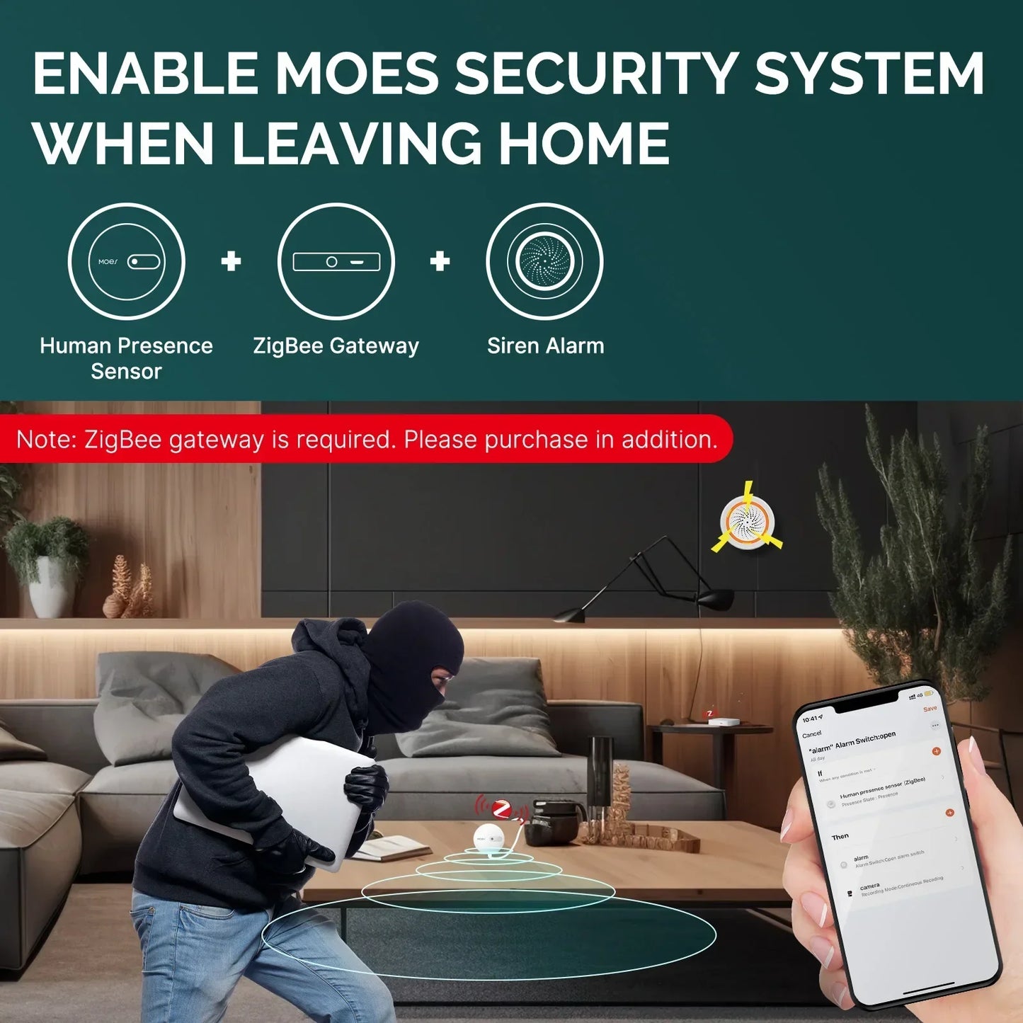 MOES ZigBee Human Presence Sensor Radar Wave Detection