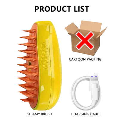 Electric Steam Brush for Cats & Dogs – 3-in-1 Grooming Comb