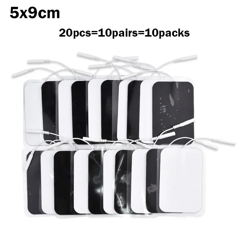 TENS EMS Electrode Pads 5x5cm – Reusable Self-Adhesive Gel Patches with 2mm Plug