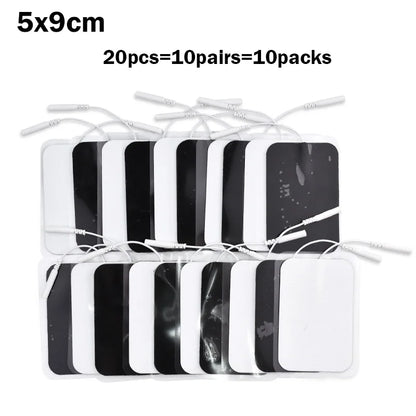 TENS EMS Electrode Pads 5x5cm – Reusable Self-Adhesive Gel Patches with 2mm Plug