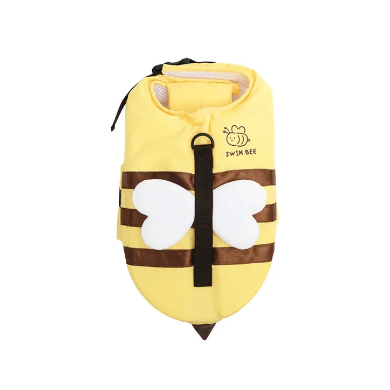 Dog Swimsuit Life Jacket with Bee Pattern