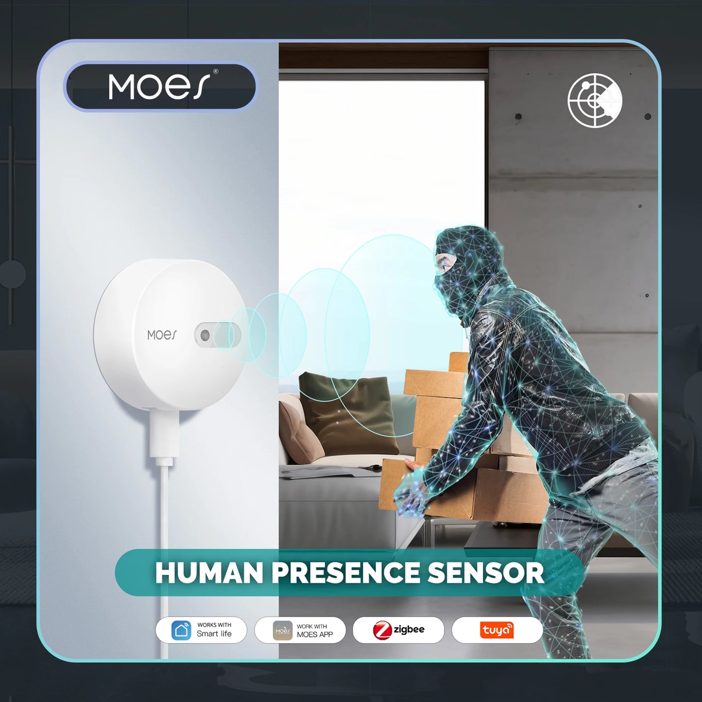 MOES ZigBee Human Presence Sensor Radar Wave Detection