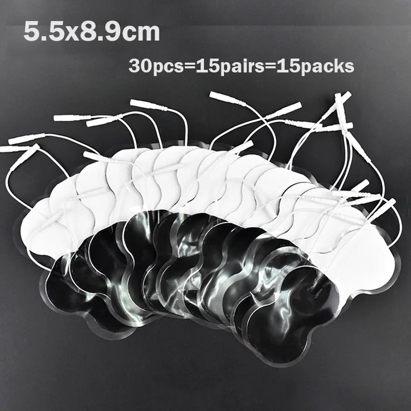 TENS EMS Electrode Pads 5x5cm – Reusable Self-Adhesive Gel Patches with 2mm Plug