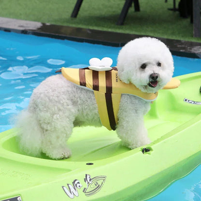 Dog Swimsuit Life Jacket with Bee Pattern