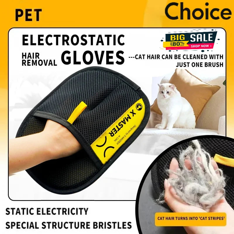 2-in-1 Electrostatic Pet Hair Removal Glove with Lint Roller