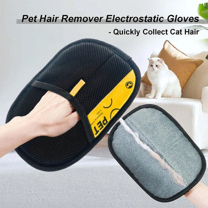 2-in-1 Electrostatic Pet Hair Removal Glove with Lint Roller