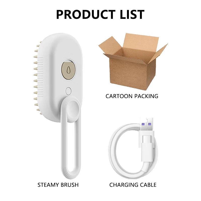 Electric Steam Brush for Cats & Dogs – 3-in-1 Grooming Comb