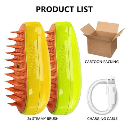 Electric Steam Brush for Cats & Dogs – 3-in-1 Grooming Comb