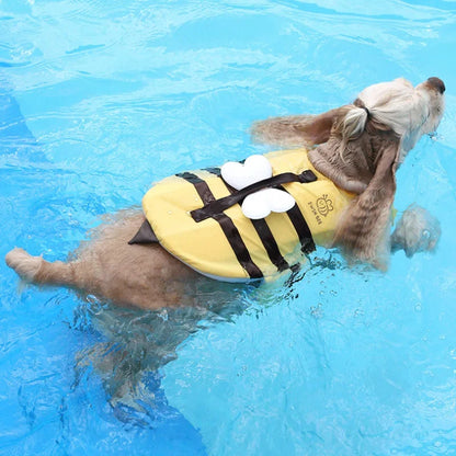 Dog Swimsuit Life Jacket with Bee Pattern