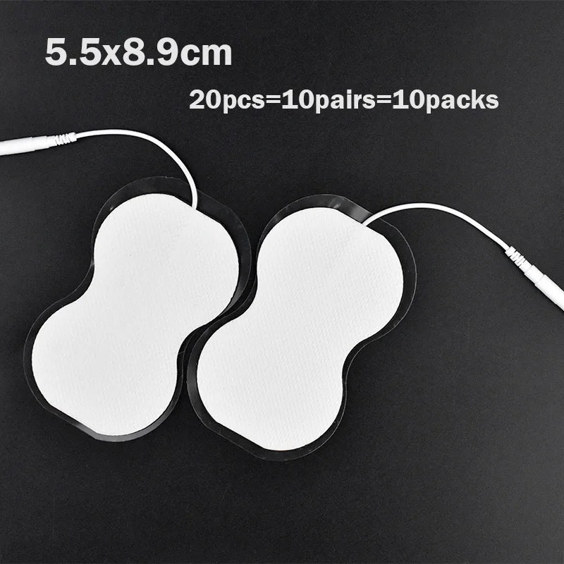 TENS EMS Electrode Pads 5x5cm – Reusable Self-Adhesive Gel Patches with 2mm Plug