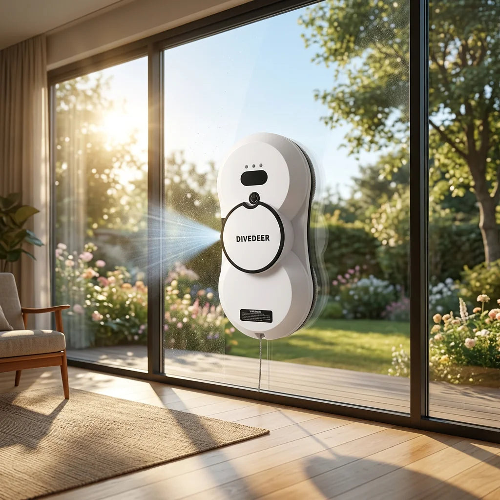 DIVEDEER Magnetic Window Cleaning Robot with Auto Water Spray