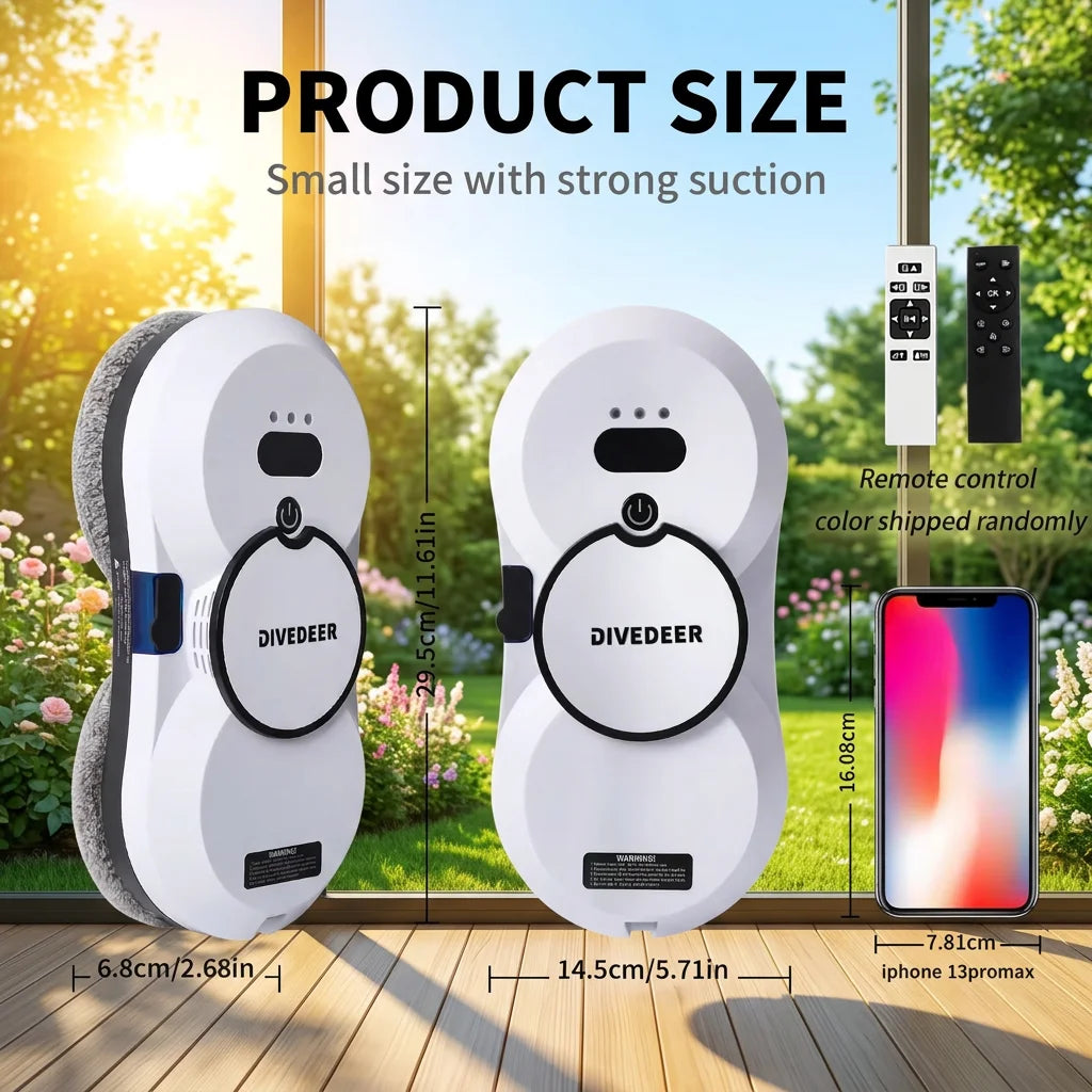 DIVEDEER Magnetic Window Cleaning Robot with Auto Water Spray