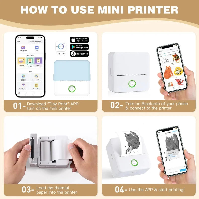 X6 Mini Bluetooth Thermal Printer – Portable Inkless Label & Sticker Printer