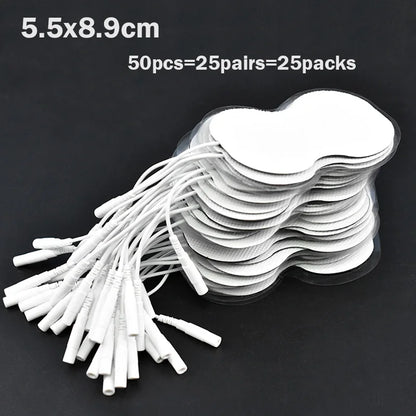 TENS EMS Electrode Pads 5x5cm – Reusable Self-Adhesive Gel Patches with 2mm Plug