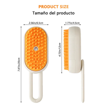 Electric Steam Brush for Cats & Dogs – 3-in-1 Grooming Comb