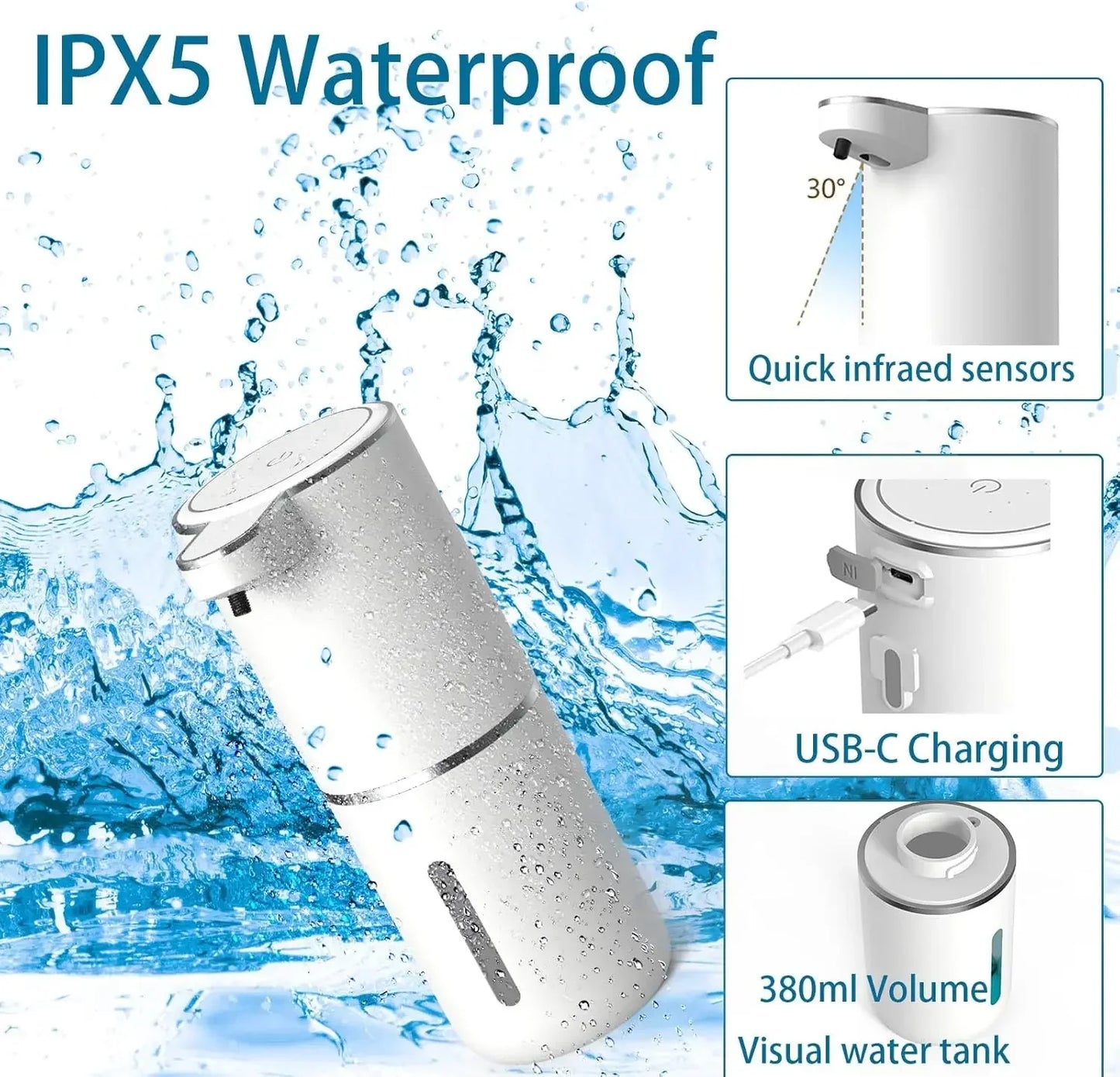 Automatic Touchless Soap Dispenser – USB Rechargeable Infrared Sensor