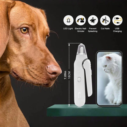 2-in-1 Pet Nail Clipper & Quiet Grinder with LED Lights