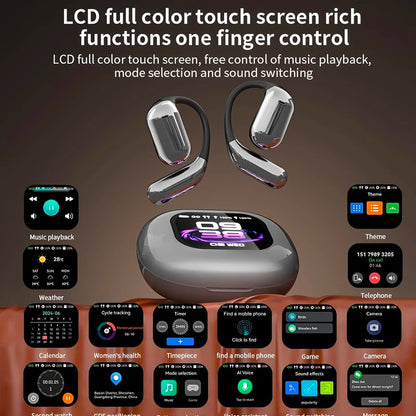 UYUXIO OWS AI Translation Earbuds – 144 Languages, LCD Touch Screen