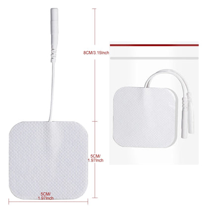 TENS EMS Electrode Pads 5x5cm – Reusable Self-Adhesive Gel Patches with 2mm Plug