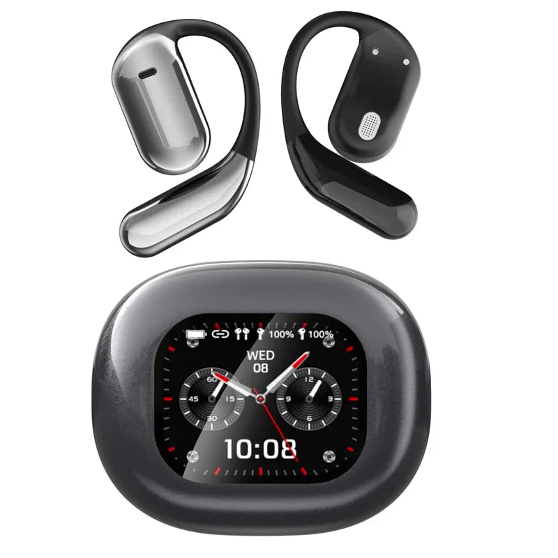 UYUXIO OWS AI Translation Earbuds – 144 Languages, LCD Touch Screen