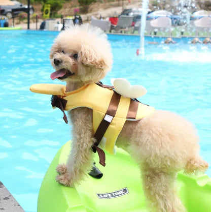Dog Swimsuit Life Jacket with Bee Pattern