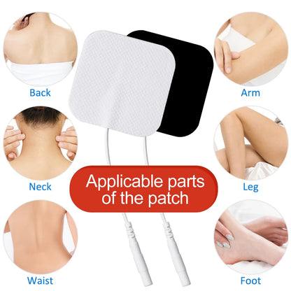 TENS EMS Electrode Pads 5x5cm – Reusable Self-Adhesive Gel Patches with 2mm Plug
