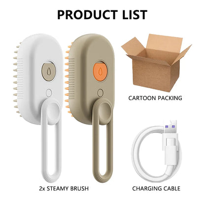 Electric Steam Brush for Cats & Dogs – 3-in-1 Grooming Comb