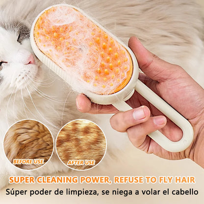 Electric Steam Brush for Cats & Dogs – 3-in-1 Grooming Comb