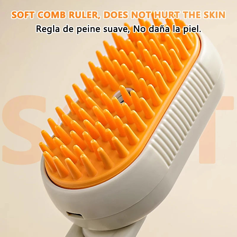 Electric Steam Brush for Cats & Dogs – 3-in-1 Grooming Comb