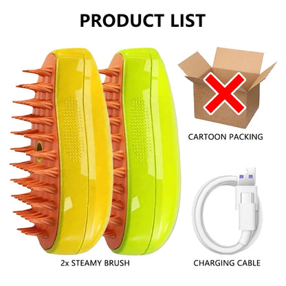 Electric Steam Brush for Cats & Dogs – 3-in-1 Grooming Comb