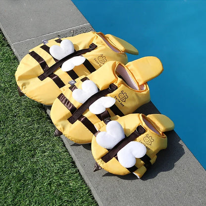Dog Swimsuit Life Jacket with Bee Pattern